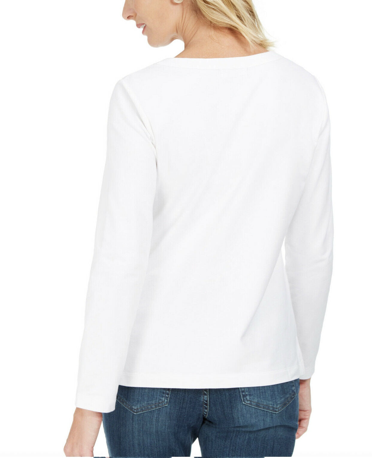 Moletom feminino Karen Scott French Terry com cadarço, branco, tamanho médio