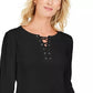 Moletom feminino Karen Scott French Terry com cadarço, preto, tamanho XXG