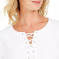 Moletom feminino Karen Scott French Terry com cadarço, branco, tamanho X-G