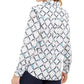 Camisa feminina estampada em linho Charter Club, branca, tamanho pequeno