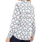 Camisa feminina estampada em linho Charter Club, branca, tamanho 2, extra grande