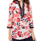 Blusa feminina Charter Club com estampa contrastante e mistura de linho, vermelha, tamanho X-S