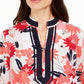 Blusa feminina Charter Club com estampa contrastante e mistura de linho, vermelha, tamanho X-S