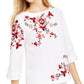 Blusa feminina bordada com mangas divididas Charter Club, branca, tamanho médio