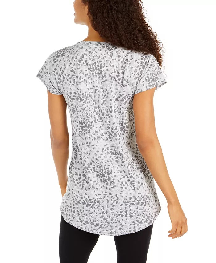 Túnica feminina estampada com decote aberto Ideology, cinza, tamanho X-S