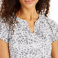 Túnica feminina estampada com decote aberto Ideology, cinza, tamanho X-S