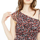 Vestido tubinho assimétrico estampado feminino Bar III, preto, tamanho 0