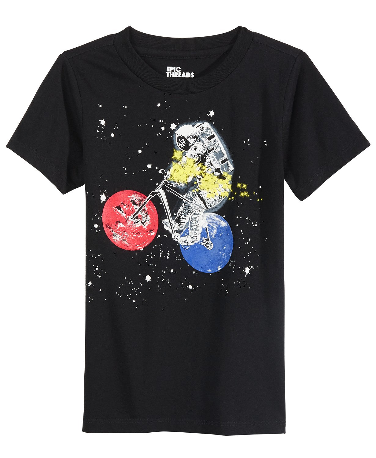 Camiseta masculina Epic Threads Little Boys Astronaut Glow in the Dark, preta, tamanho 7