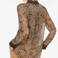 Camisa feminina com botões e estampa de leopardo INC International Concepts, tamanho grande, dourada