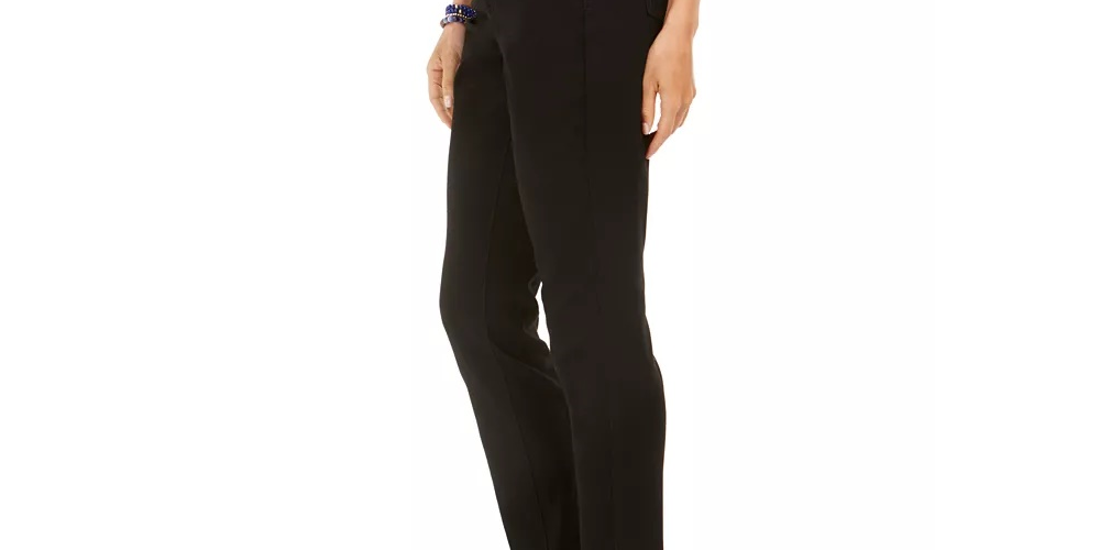 Jeans feminino com controle de barriga e bolso brilhante Style &amp; Co, preto, tamanho 14P
