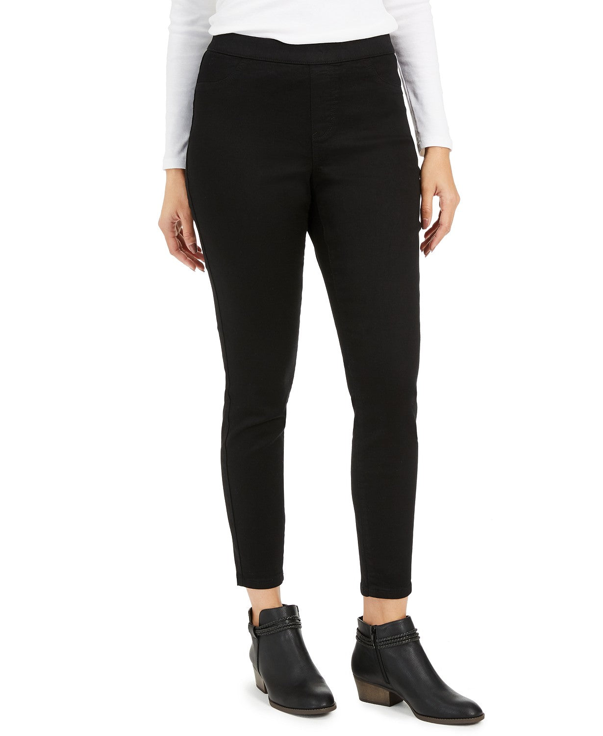 Calças jegging femininas com forro de lã Style &amp; Co, pretas, tamanho médio