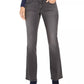 Calça jeans feminina estilo bootcut com bolso bordado e lavagem clara, preta, tamanho 18