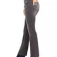 Calça jeans feminina estilo bootcut com bolso bordado e lavagem clara, preta, tamanho 18