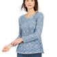 Suéter feminino com textura de cílios mesclados Style &amp; Co, azul, tamanho X-S