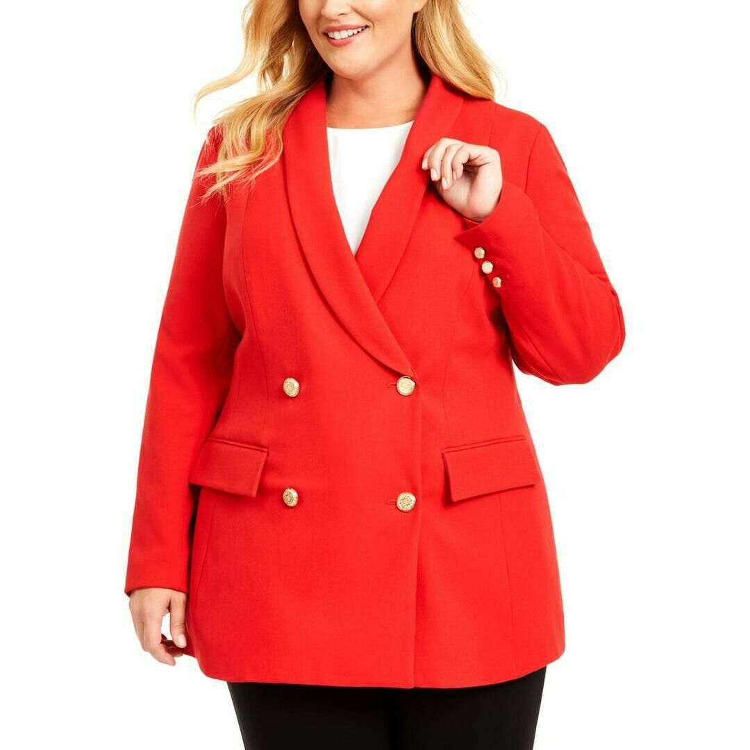 Blazer trespassado feminino INC International Concepts, vermelho, tamanho médio