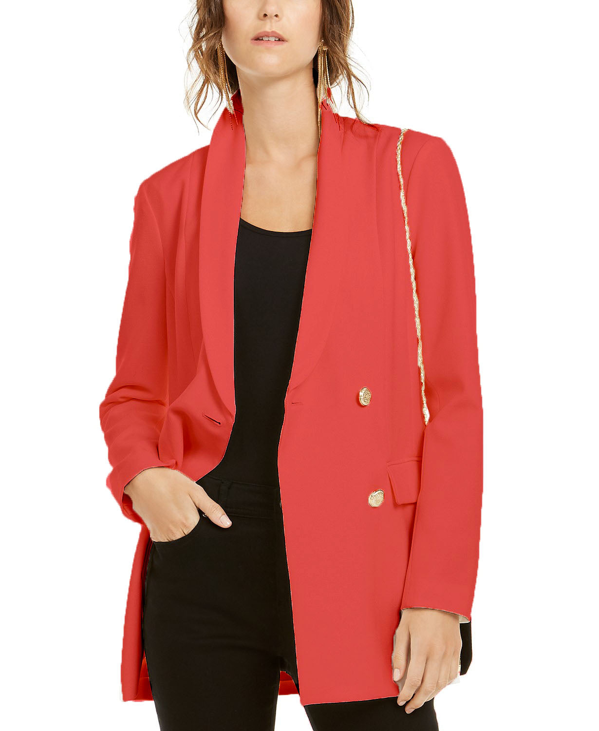 Blazer trespassado feminino INC International Concepts, vermelho, tamanho grande