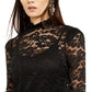 Blusa de renda feminina INC International Concepts, preta, tamanho grande