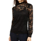 Blusa de renda feminina INC International Concepts, preta, tamanho pequeno
