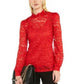 Blusa de renda feminina INC International Concepts, vermelha escura, tamanho pequeno