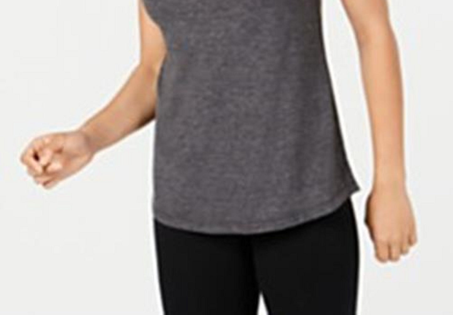 ID Ideology Regata feminina de malha com bainha preta, tamanho extra pequeno