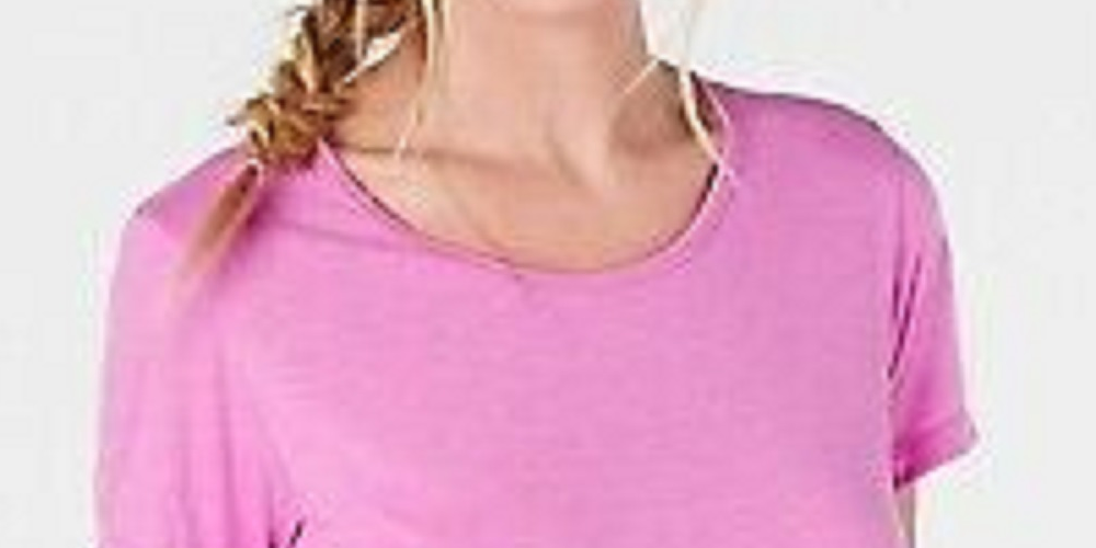 Camiseta feminina Ideology com bainha de malha roxa, tamanho XXG