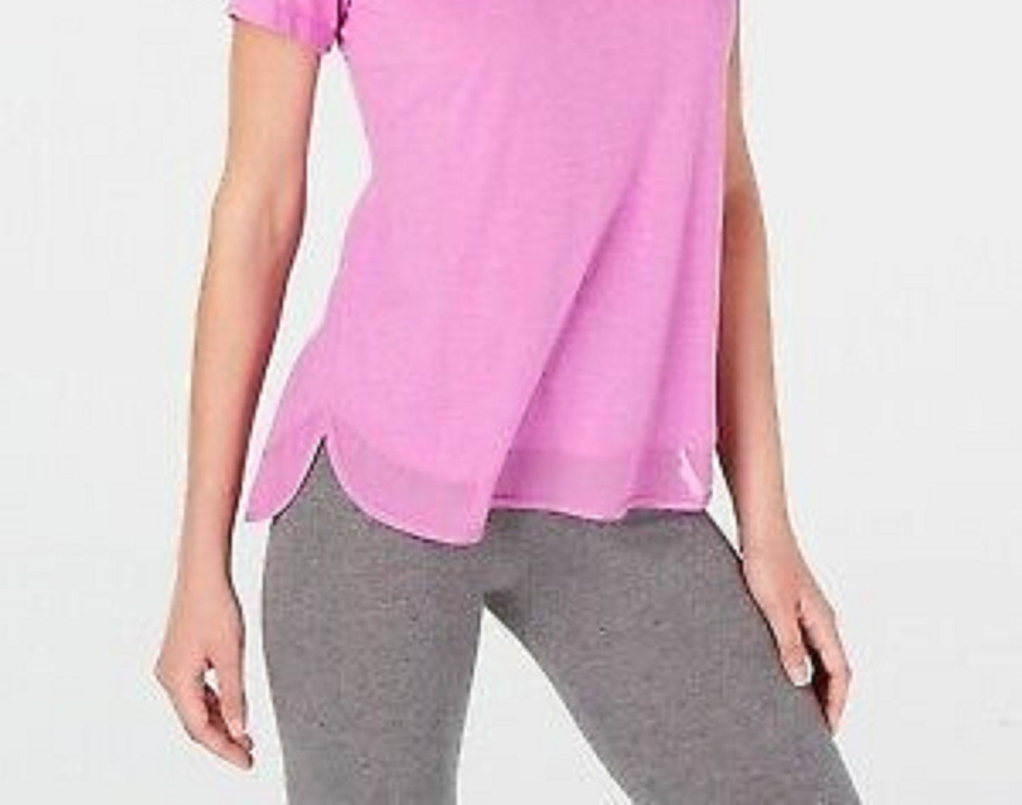 Camiseta feminina Ideology com bainha de malha roxa, tamanho XXG