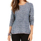 Suéter listrado feminino Style &amp; Co, azul marinho, tamanho X-S