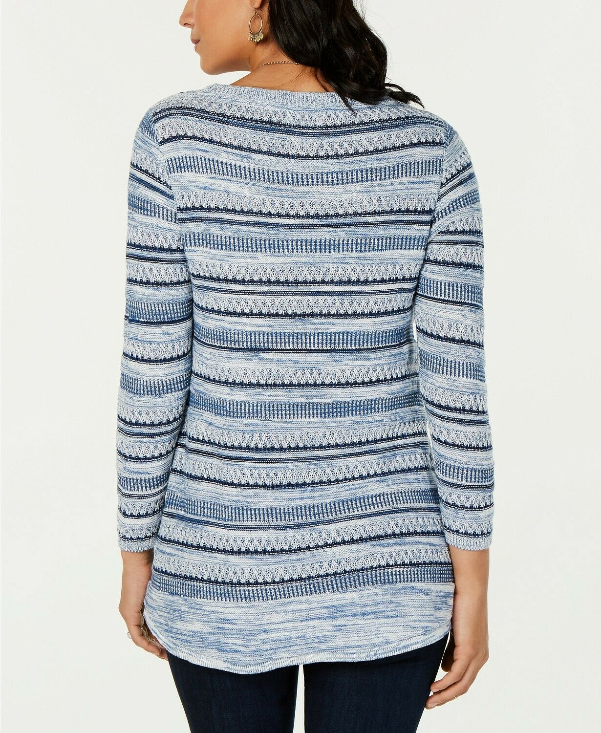 Suéter listrado feminino Style &amp; Co, azul, tamanho grande