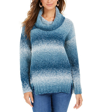 Style & Co Women's Ombre Boucle Sweater Blue Size Medium