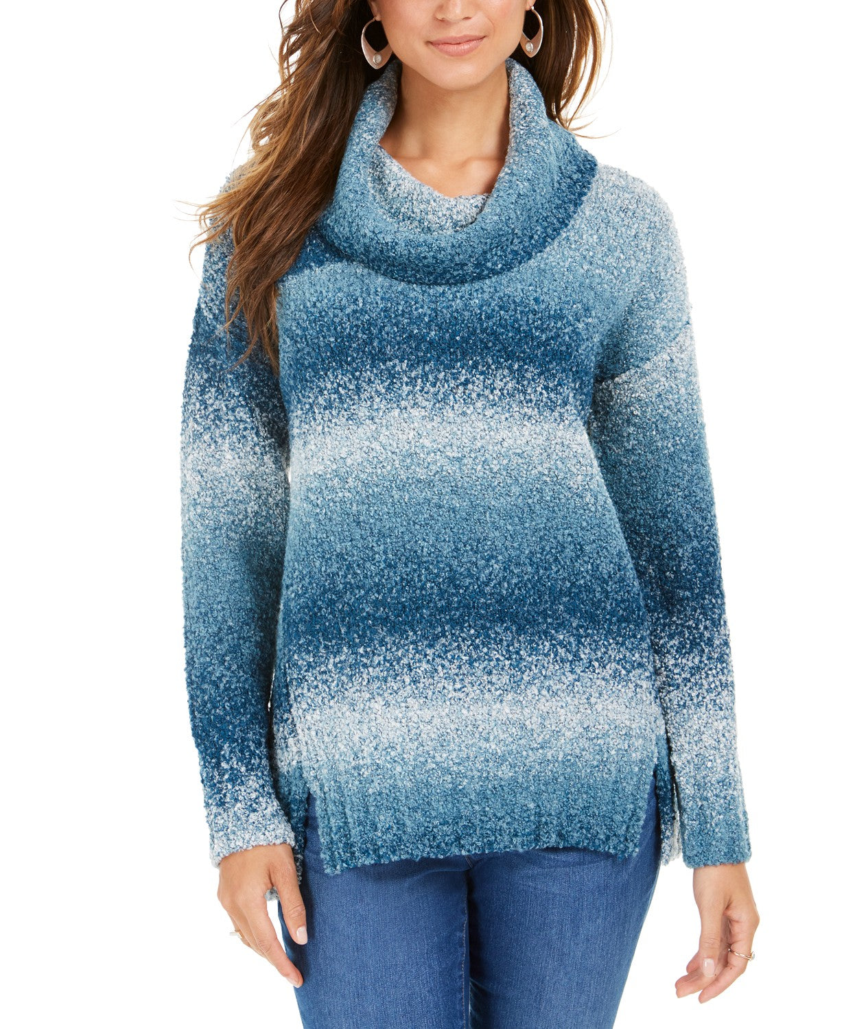 Suéter feminino Ombré Boucle da Style &amp; Co, azul, tamanho médio