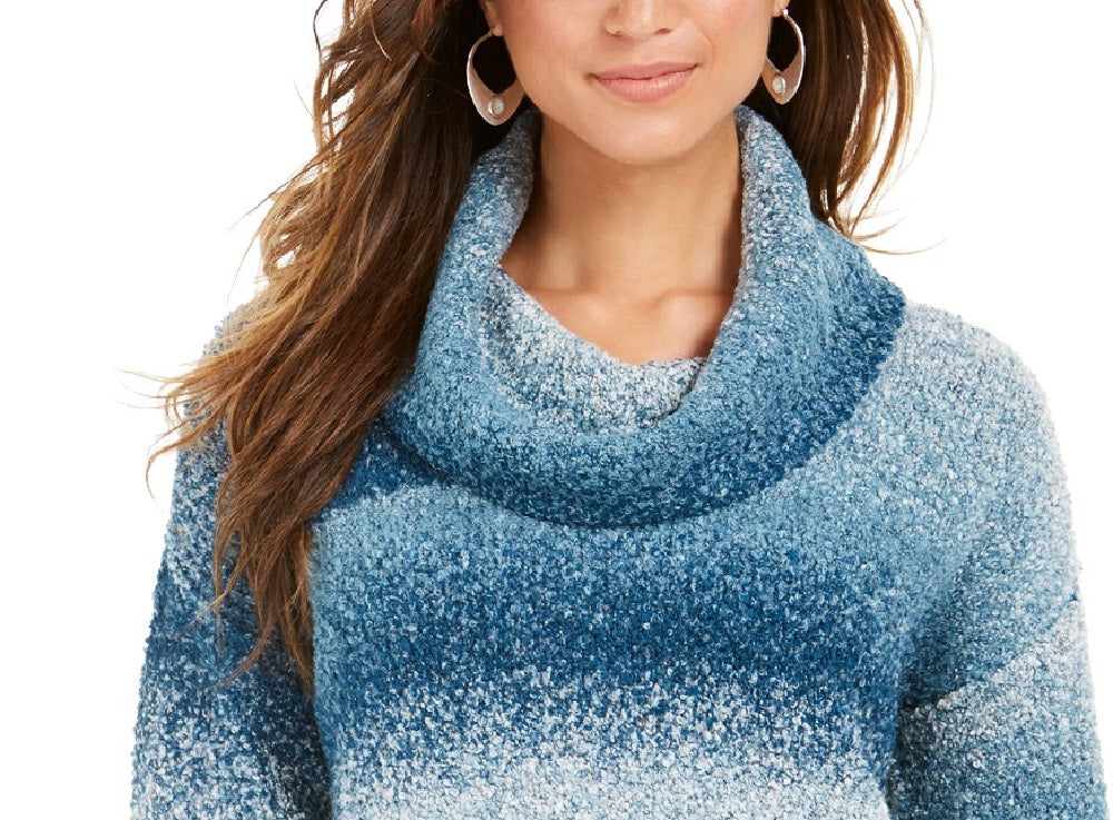 Suéter feminino Ombré Boucle azul tamanho médio da Style &amp; Co