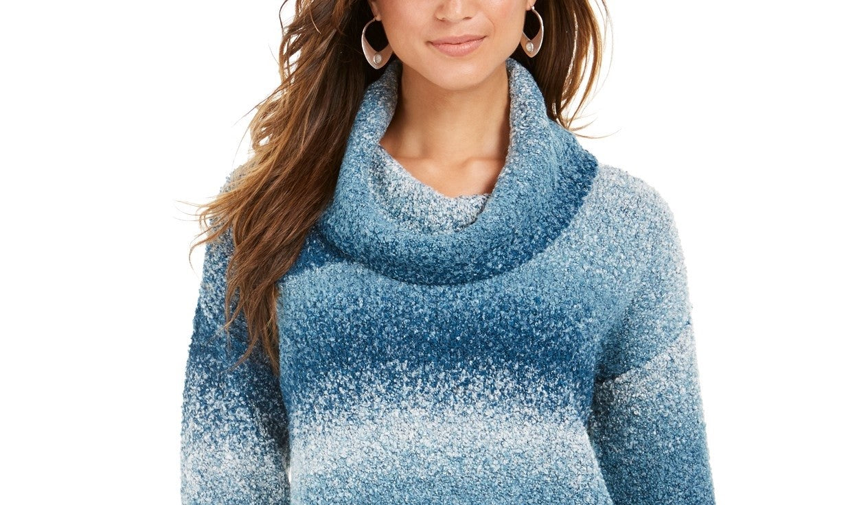 Suéter feminino Ombre Boucle da Style &amp; Co, azul marinho, tamanho grande