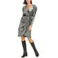 Vestido envelope de veludo com mangas bufantes feminino INC International Concepts, preto, tamanho grande