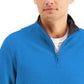 Moletom de lã elástica com zíper 1/4 masculino Club Room, azul, tamanho médio