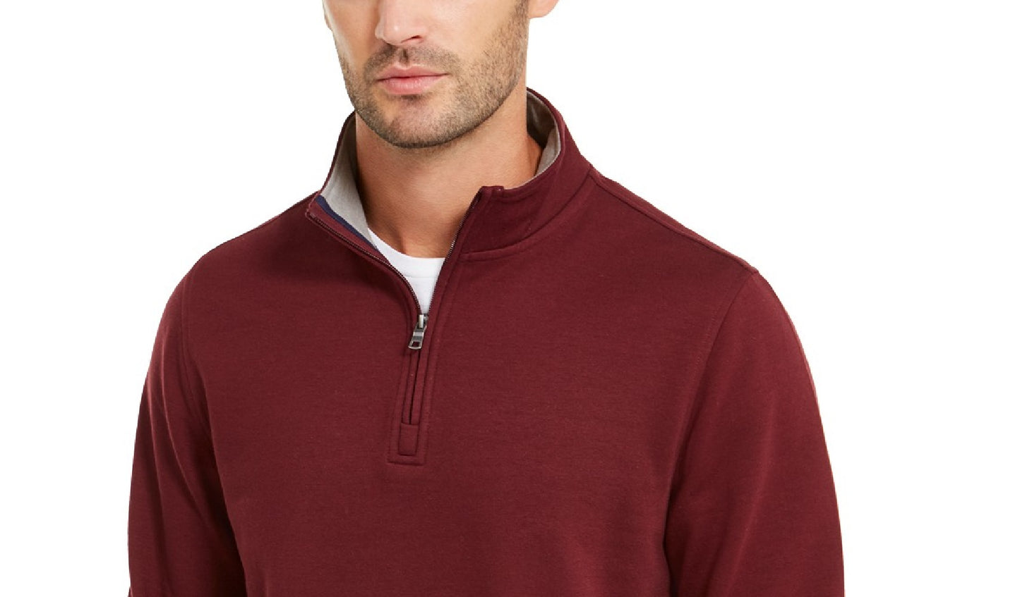 Moletom masculino Club Room com capuz e zíper 1/4, vermelho, tamanho pequeno