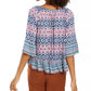 Blusa feminina estampada ombro a ombro/ombro a ombro, tamanho grande, azul, estilo &amp; co