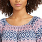 Blusa feminina estampada ombro a ombro/ombro a ombro, tamanho P, azul, estilo Style &amp; Co