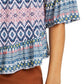 Blusa feminina estampada ombro a ombro/ombro a ombro, tamanho P, azul, estilo Style &amp; Co