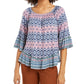 Blusa feminina estampada ombro a ombro, azul escuro, tamanho 2, extra grande, da Style &amp; Co