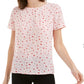 Blusa feminina estampada com botões nas costas, rosa, tamanho grande, Maison Jules