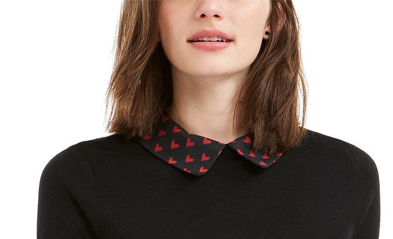 Blusa feminina Maison Jules com gola contrastante e estampa preta, tamanho médio