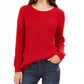 Suéter feminino canelado com ombros caídos, tamanho grande, vermelho, estilo &amp; co