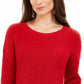 Suéter feminino canelado com ombros caídos, tamanho grande, vermelho, estilo &amp; co