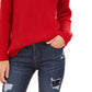 Suéter feminino canelado com ombros caídos, tamanho grande, vermelho, estilo &amp; co