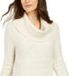 Suéter feminino estilo &amp; co lurex gola alta bege tamanho GG