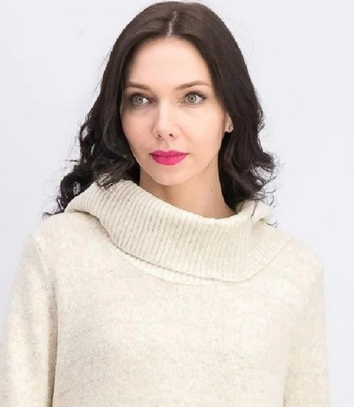 Suéter feminino de lurex com gola alta, preto, tamanho pequeno, estilo &amp; co