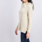 Suéter feminino de lurex com gola alta, bege claro, estilo &amp; co