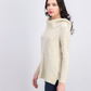 Suéter feminino estilo &amp; co lurex gola alta bege tamanho médio