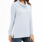 Suéter feminino de lurex com gola alta estilo &amp; co, azul claro, tamanho médio