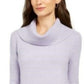 Suéter feminino de lurex com gola alta estilo &amp; co, roxo, tamanho XXG